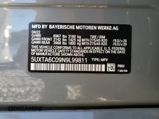 2022 BMW X5 xDrive45e with VIN 5UXTA6C09N9L99811, listed as a Copart auction lot 89264535 with 45,952 mi miles and Salvage Title. Bid and sale history available at carsss.com. Image 14.