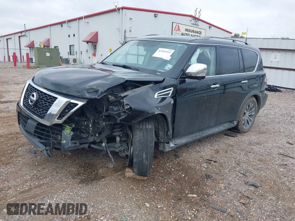 2020 Nissan Armada SV with VIN JN8AY2ND3LX016455, listed as a IAAI auction lot 41015514 with 109,562 mi miles. Bid and sale history available at carsss.com. Image 2.