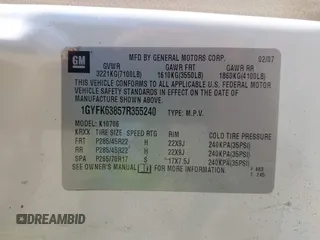 2007 Cadillac Escalade z VIN 1GYFK63857R355240, wystawiony jako IAAI lot #42165120 z przebiegiem Nie podano mil oraz . Historia ofert i sprzedaży dostępna na DreamBid. Obrazek 9.