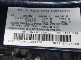 2019 Mazda 3 Select with VIN JM1BPBAM4K1138400, listed as a IAAI auction lot 41488458 with 39,913 mi miles and . Bid and sale history available at DreamBid. Image 9.
