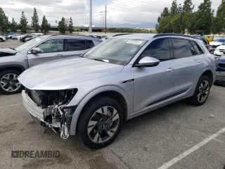 2021 Audi e-tron Premium with VIN WA1AAAGE7MB006939, listed as a Copart auction lot 45187924 with 49,600 mi miles. Bid and sale history available at carsss.com. Image 1.