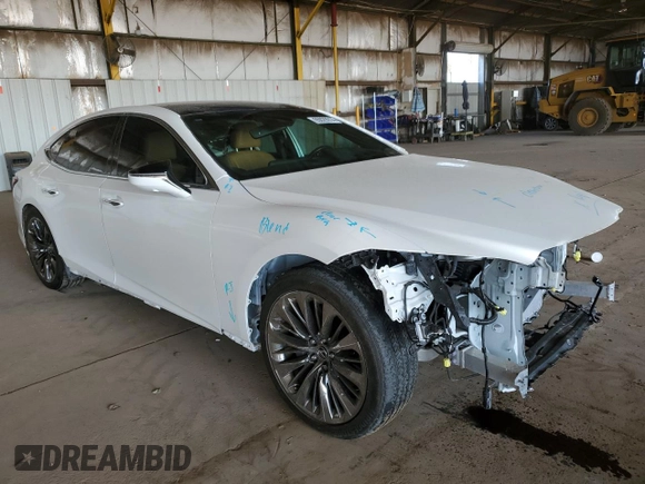2021 Lexus LS 500 with VIN JTHD51FF7M5013985, listed as a Copart auction lot 65029914 with 17,464 mi miles and Salvage title. Bid and sale history available at DreamBid. Image 4.