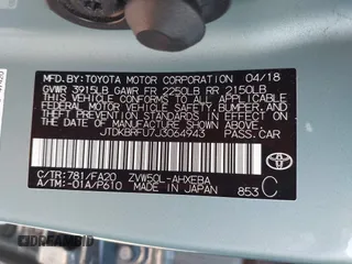 2018 Toyota Prius Two with VIN JTDKBRFU7J3064943, listed as a IAAI auction lot 42077330 with 108,223 mi miles and . Bid and sale history available at carsss.com. Image 9.