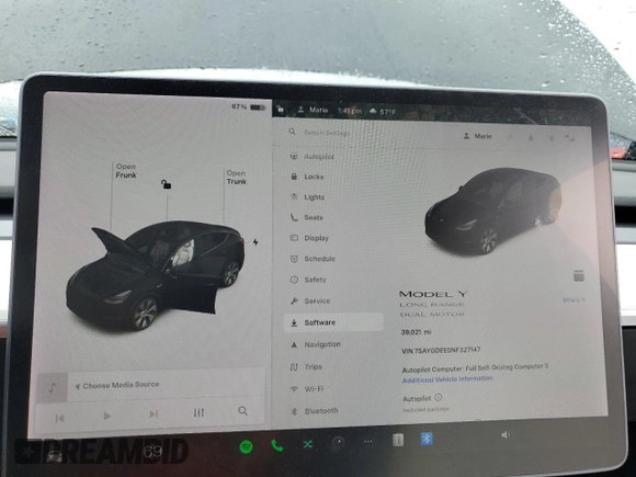 2022 Tesla Model Y Long Range z VIN 7SAYGDEE0NF327147, wystawiony jako Copart lot #58422885 z przebiegiem 39 021 mil mil oraz Szkody całkowita. Historia ofert i sprzedaży dostępna na DreamBid. Obrazek 9.