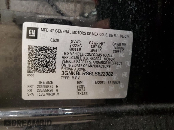 2020 Chevrolet Blazer Premier with VIN 3GNKBLRS6LS622082, listed as a Copart auction lot 88433345 with 103,064 mi miles and Salvage title. Bid and sale history available at DreamBid. Image 15.