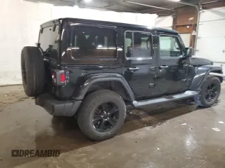 2021 Jeep Wrangler Unlimited Sahara High Altitude with VIN 1C4HJXEG4MW844446, listed as a Copart auction lot 76680594 with 27,124 mi miles and Salvage title. Bid and sale history available at DreamBid. Image 3.