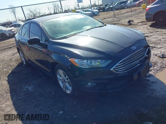 2018 Ford Fusion SE with VIN 3FA6P0HD8JR201925, listed as a IAAI auction lot 41828166 with 144,385 mi miles. Bid and sale history available at carsss.com. Image 1.