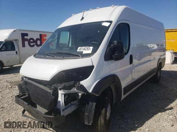 2023 Ram ProMaster Cargo with VIN 3C6MRVJG0PE501012, listed as a Copart auction lot 46146265 with 18,666 mi miles and Salvage Title. Bid and sale history available at DreamBid. Image 1.