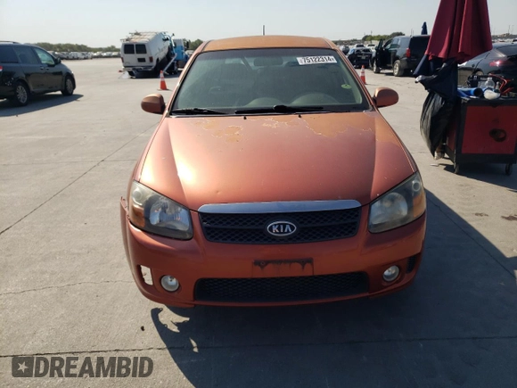 2009 Kia Spectra with VIN KNAFE241095024628, listed as a Copart auction lot 75122314 with 82,387 mi miles and Clean Title. Bid and sale history available at carsss.com. Image 5.