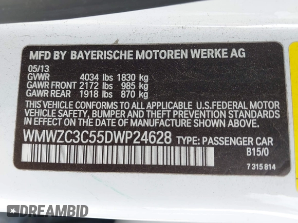 2013 MINI Countryman S with VIN WMWZC3C55DWP24628, listed as a IAAI auction lot 42558387 with 169,269 mi miles and . Bid and sale history available at DreamBid. Image 9.