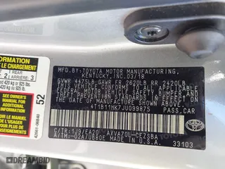 2018 Toyota Camry LE with VIN 4T1B11HK7JU099875, listed as a IAAI auction lot 41503123 with 60,202 mi miles. Bid and sale history available at carsss.com. Image 9.