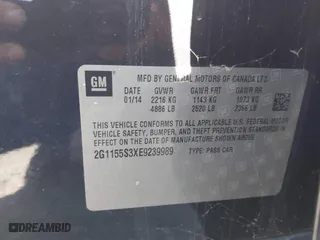 2014 Chevrolet Impala LTZ with VIN 2G1155S3XE9239989, listed as a IAAI auction lot 41749415 with 158,248 mi miles. Bid and sale history available at carsss.com. Image 9.