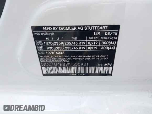 2019 Mercedes-Benz GLA 250 z VIN WDCTG4EB9KJ550931, wystawiony jako IAAI lot #42223075 z przebiegiem 86 012 mil mil oraz . Historia ofert i sprzedaży dostępna na DreamBid. Obrazek 9.