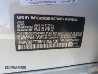 2023 BMW 3 Series 330i xDrive with VIN 3MW89FF08P8D56728, listed as a Copart auction lot 47178305 with 0 mi miles and Salvage Title. Bid and sale history available at carsss.com. Image 14.