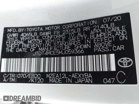 2021 Toyota Corolla XSE with VIN JTDT4MCE5MJ059366, listed as a IAAI auction lot 41692920 with 25,619 mi miles. Bid and sale history available at carsss.com. Image 9.