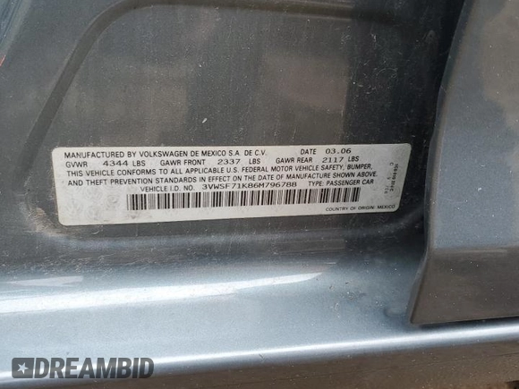 2006 Volkswagen Jetta 2.5L z VIN 3VWSF71K86M796788, wystawiony jako Copart lot #62828485 z przebiegiem 140 523 mil mil oraz Szkoda całkowita • Salvage title. Historia ofert i sprzedaży dostępna na DreamBid. Obrazek 12.