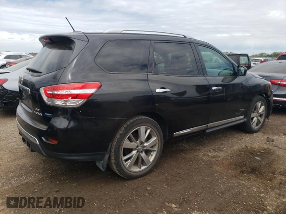2014 Nissan Pathfinder Platinum Hybrid with VIN 5N1CR2MM9EC640852, listed as a Copart auction lot 58529935 with 70,162 mi miles and Clean title. Bid and sale history available at DreamBid. Image 3.