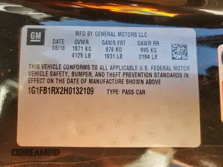 2017 Chevrolet Camaro 1LT z VIN 1G1FB1RX2H0132109, wystawiony jako Copart lot #49924125 z przebiegiem 48 504 mil mil oraz Szkoda całkowita • Salvage title. Historia ofert i sprzedaży dostępna na DreamBid. Obrazek 12.