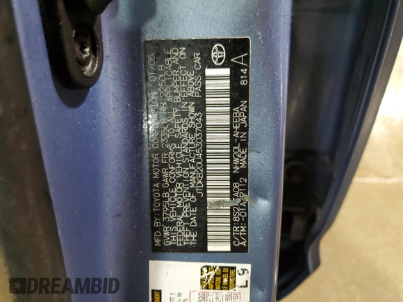2005 Toyota Prius with VIN JTDKB20U453037043, listed as a Copart auction lot 49163245 with 185,676 mi miles and Salvage Title. Bid and sale history available at carsss.com. Image 13.