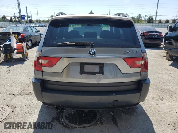 2005 BMW X3 3.0i with VIN WBXPA93495WD11807, listed as a Copart auction lot 58257665 with 207,752 mi miles and Salvage title. Bid and sale history available at DreamBid. Image 6.