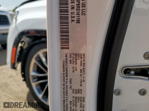 2024 Jeep Wagoneer Series II with VIN 1C4SJSBP8RS141198, listed as a Copart auction lot 65029925 with 318 mi miles and Salvage title. Bid and sale history available at DreamBid. Image 13.