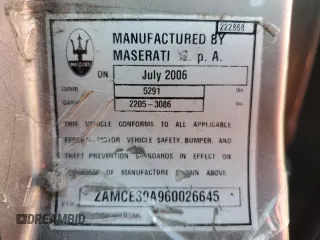 2006 Maserati Quattroporte z VIN ZAMCE39A960026645, wystawiony jako Copart lot #74550174 z przebiegiem 50 591 mil mil oraz Tytuł czysty. Historia ofert i sprzedaży dostępna na DreamBid. Obrazek 12.