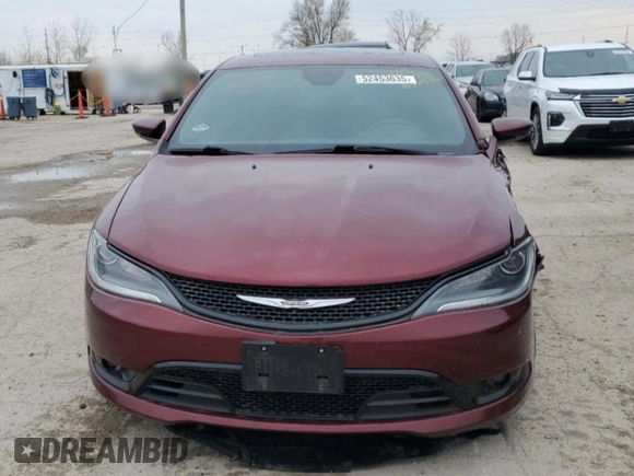 2015 Chrysler 200 S with VIN 1C3CCCDG9FN656436, listed as a Copart auction lot 52453635 with 61,976 mi miles and Salvage Title. Bid and sale history available at carsss.com. Image 5.