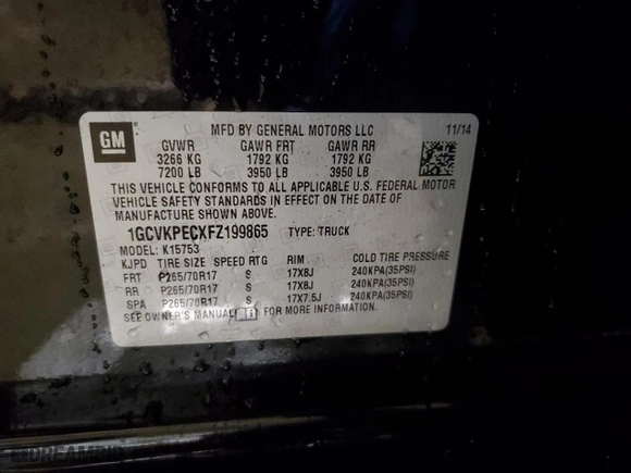 2015 Chevrolet Silverado 1500 Work Truck with VIN 1GCVKPECXFZ199865, listed as a Copart auction lot 78698274 with 105,644 mi miles and Salvage Title. Bid and sale history available at carsss.com. Image 14.