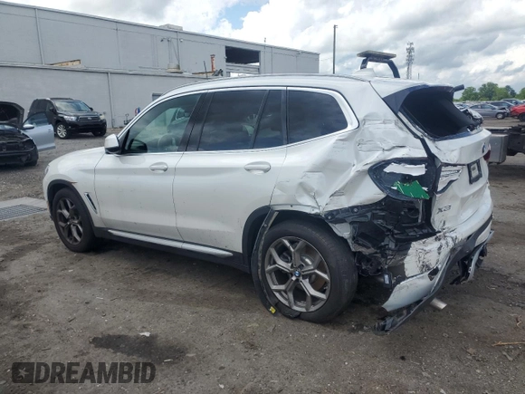 2020 BMW X3 xDrive30i with VIN 5UXTY5C08LLT32459, listed as a Copart auction lot 54904225 with 27,918 mi miles and Salvage Title. Bid and sale history available at DreamBid. Image 2.