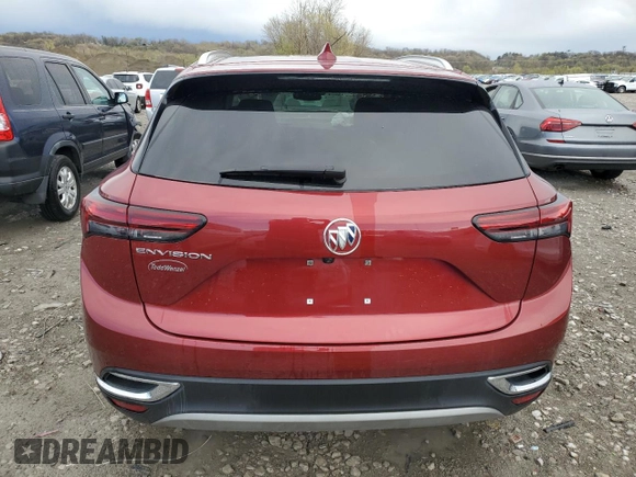 2023 Buick Envision Essence with VIN LRBFZNR47PD023991, listed as a Copart auction lot 52137015 with 19,376 mi miles and Salvage Title. Bid and sale history available at carsss.com. Image 6.