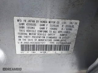 2006 Acura TSX with VIN JH4CL96836C027317, listed as a IAAI auction lot 42020478 with 1 mi miles. Bid and sale history available at carsss.com. Image 9.