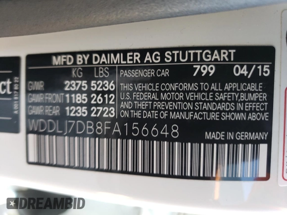 2015 Mercedes-Benz CLS 550 with VIN WDDLJ7DB8FA156648, listed as a Copart auction lot 77248743 with 70,061 mi miles and . Bid and sale history available at DreamBid. Image 13.