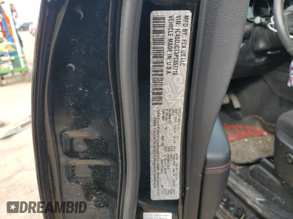 2023 Dodge Durango R/T with VIN 1C4SDJCT3PC657716, listed as a Copart auction lot 52312925 with 19,563 mi miles and Salvage title. Bid and sale history available at DreamBid. Image 13.