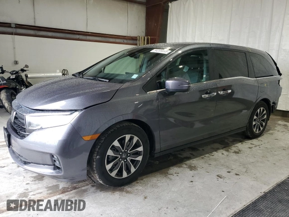 2022 Honda Odyssey EX-L with VIN 5FNRL6H74NB053215, listed as a Copart auction lot 54205895 with 57,958 mi miles and Salvage Title. Bid and sale history available at DreamBid. Image 1.