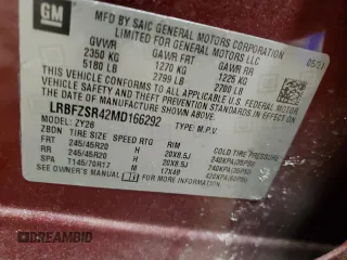 2021 Buick Envision Avenir with VIN LRBFZSR42MD166292, listed as a Copart auction lot 41737605 with 21,560 mi miles and Salvage Title. Bid and sale history available at carsss.com. Image 13.
