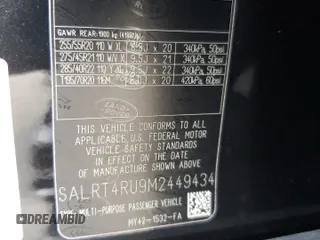 2021 Land Rover Discovery with VIN SALRT4RU9M2449434, listed as a Copart auction lot 69188934 with Not Provided miles and Salvage Title. Bid and sale history available at DreamBid. Image 13.