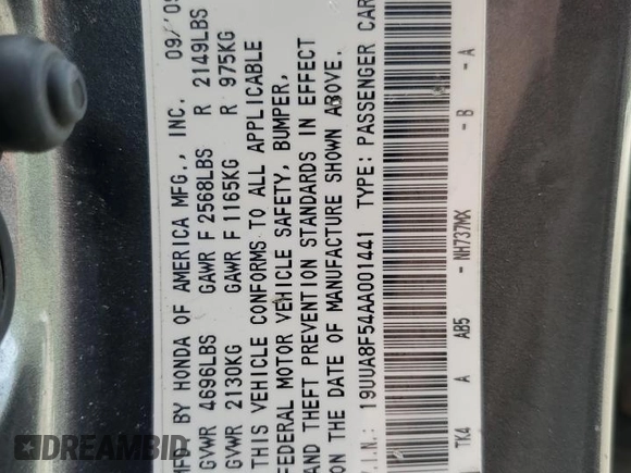 2010 Acura TL Technology z VIN 19UUA8F54AA001441, wystawiony jako Copart lot #58753545 z przebiegiem 135 640 mil mil oraz Szkoda całkowita • Salvage title. Historia ofert i sprzedaży dostępna na DreamBid. Obrazek 12.