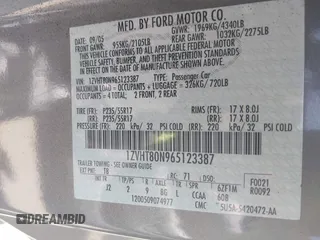 2006 Ford Mustang Standard with VIN 1ZVHT80N965123387, listed as a IAAI auction lot 40025808 with 134,269 mi miles. Bid and sale history available at carsss.com. Image 9.