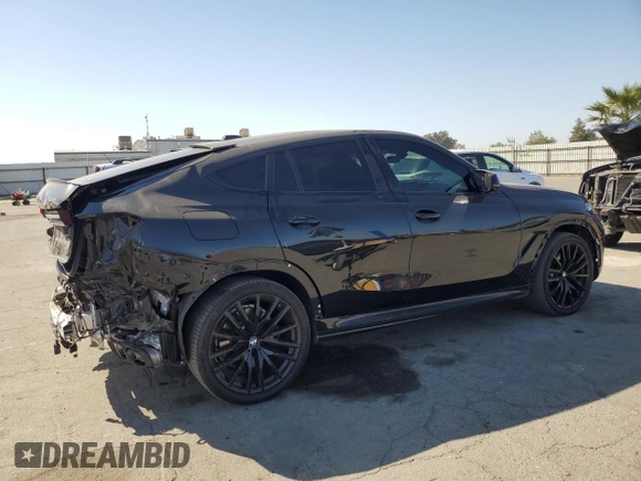 2024 BMW X6 M60i with VIN 5UX43EX04R9S22513, listed as a Copart auction lot 74380844 with 255 mi miles and Salvage Title. Bid and sale history available at carsss.com. Image 3.