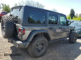 2024 Jeep Wrangler Willys with VIN 1C4PJXDG2RW300449, listed as a Copart auction lot 54367845 with 345 mi miles and Salvage title. Bid and sale history available at DreamBid. Image 3.