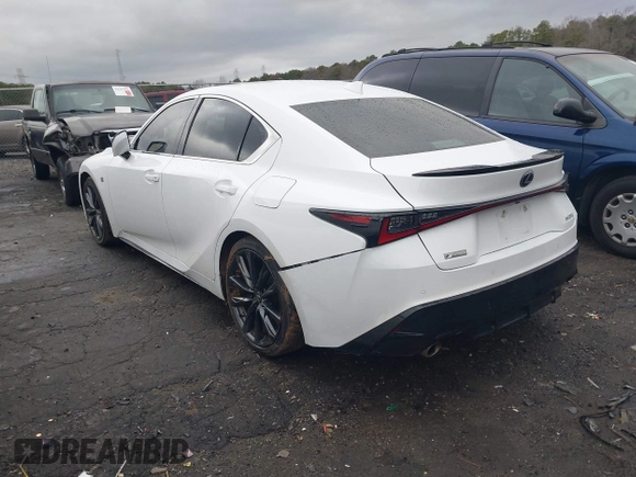 2021 Lexus IS with VIN JTHGZ1B23M5039150, listed as a IAAI auction lot 41228183 with 107,671 mi miles. Bid and sale history available at carsss.com. Image 3.