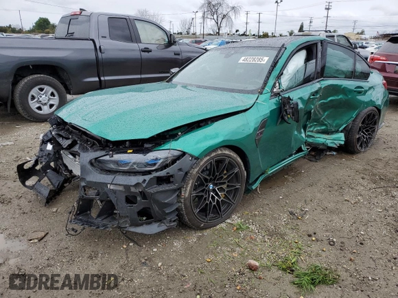 2023 BMW M3 with VIN WBS53AY06PFP08079, listed as a Copart auction lot 48228285 with 9,869 mi miles and Salvage title. Bid and sale history available at DreamBid. Image 1.