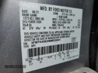 2021 Ford Mustang Mach-E GT z VIN 3FMTK4SE0MME00601, wystawiony jako Copart lot #57662585 z przebiegiem 40 785 mil mil oraz Szkoda całkowita • Salvage title. Historia ofert i sprzedaży dostępna na DreamBid. Obrazek 13.