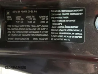 2016 Buick Cascada Premium с VIN W04WT3N50GG123624, выставлен на аукционе Copart как лот 54413675 с пробегом 68 636 миль миль и Списание • Salvage title. История ставок и продаж доступна на DreamBid. Изображение 12.