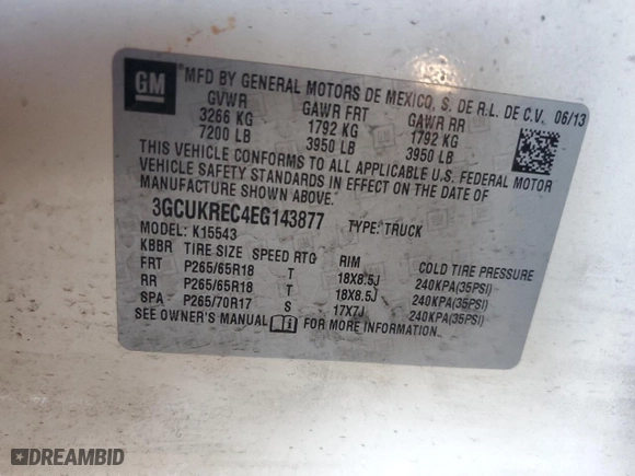 2014 Chevrolet Silverado 1500 LT with VIN 3GCUKREC4EG143877, listed as a Copart auction lot 53731645 with 149,481 mi miles and Salvage Title. Bid and sale history available at carsss.com. Image 13.