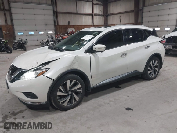 2015 Nissan Murano Platinum with VIN 5N1AZ2MH0FN284971, listed as a IAAI auction lot 41825061 with 108,391 mi miles and . Bid and sale history available at DreamBid. Image 2.