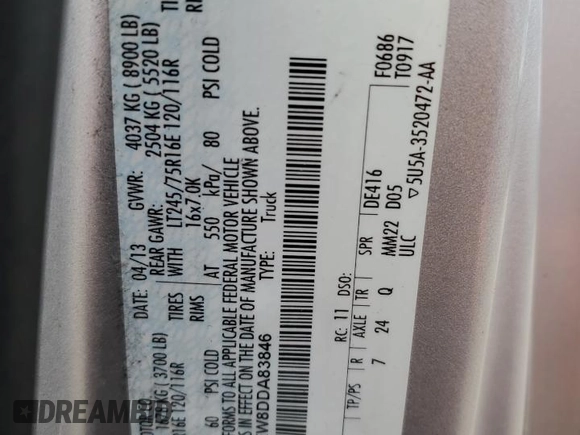 2013 Ford Econoline Cargo Commercial with VIN 1FTNS2EW8DDA83846, listed as a Copart auction lot 46863855 with 205,259 mi miles and Clean Title. Bid and sale history available at carsss.com. Image 13.