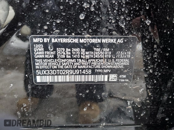 2024 BMW X4 xDrive30i z VIN 5UX33DT02R9U91458, wystawiony jako Copart lot #89126955 z przebiegiem Nie podano mil oraz Szkoda całkowita • Salvage title. Historia ofert i sprzedaży dostępna na DreamBid. Obrazek 14.