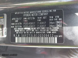 2018 Hyundai Santa Fe Sport 2.4L with VIN 5XYZT3LB1JG509412, listed as a IAAI auction lot 41909588 with 105,644 mi miles. Bid and sale history available at carsss.com. Image 9.
