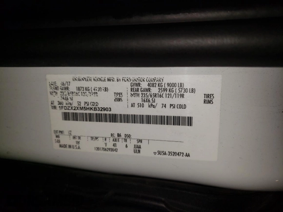 2017 Ford Transit with VIN 1FDZX2XM5HKB32903, listed as a Copart auction lot 87978725 with 208,958 mi miles and Clean Title. Bid and sale history available at DreamBid. Image 13.